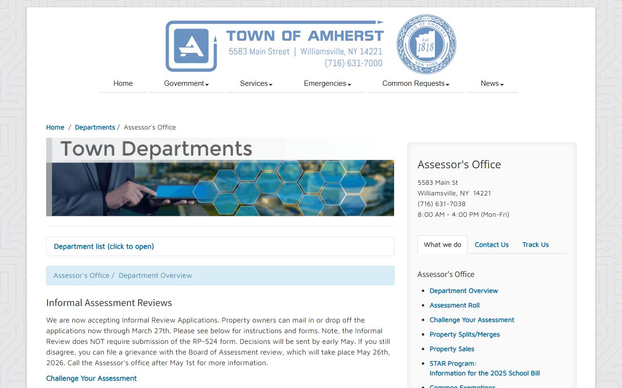 Amherst Assessor office property tax records