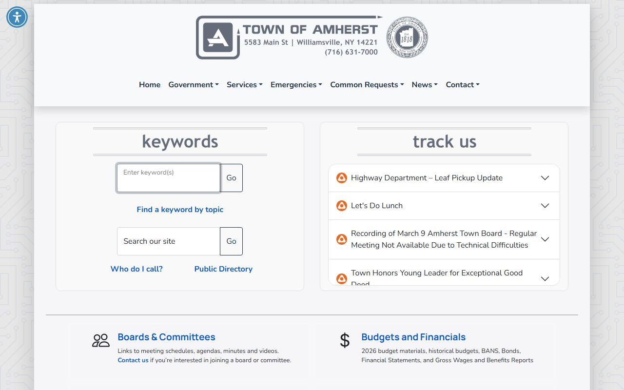 Town of Amherst property tax records portal