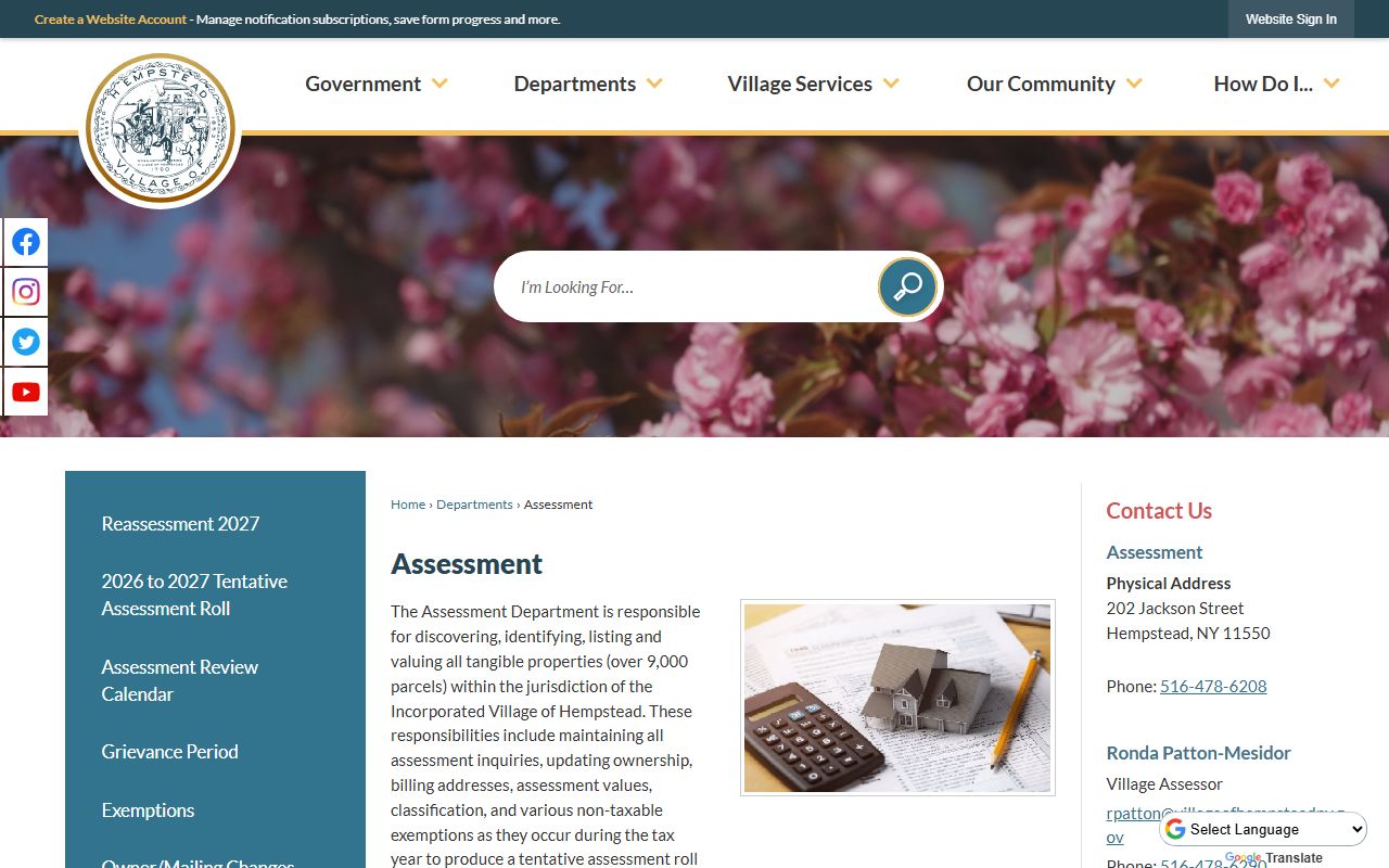 Hempstead Village assessment office property tax records