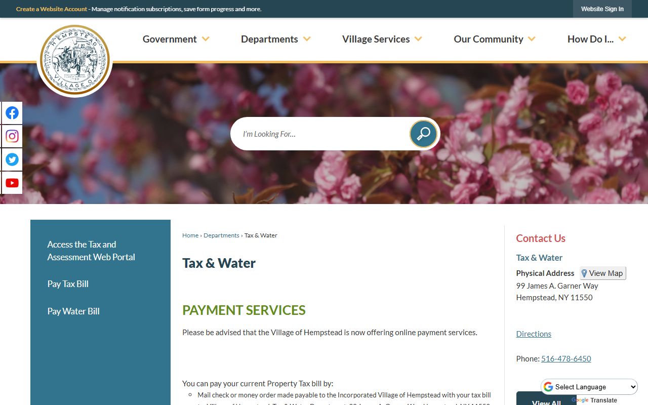 Hempstead Village tax and water department property tax records