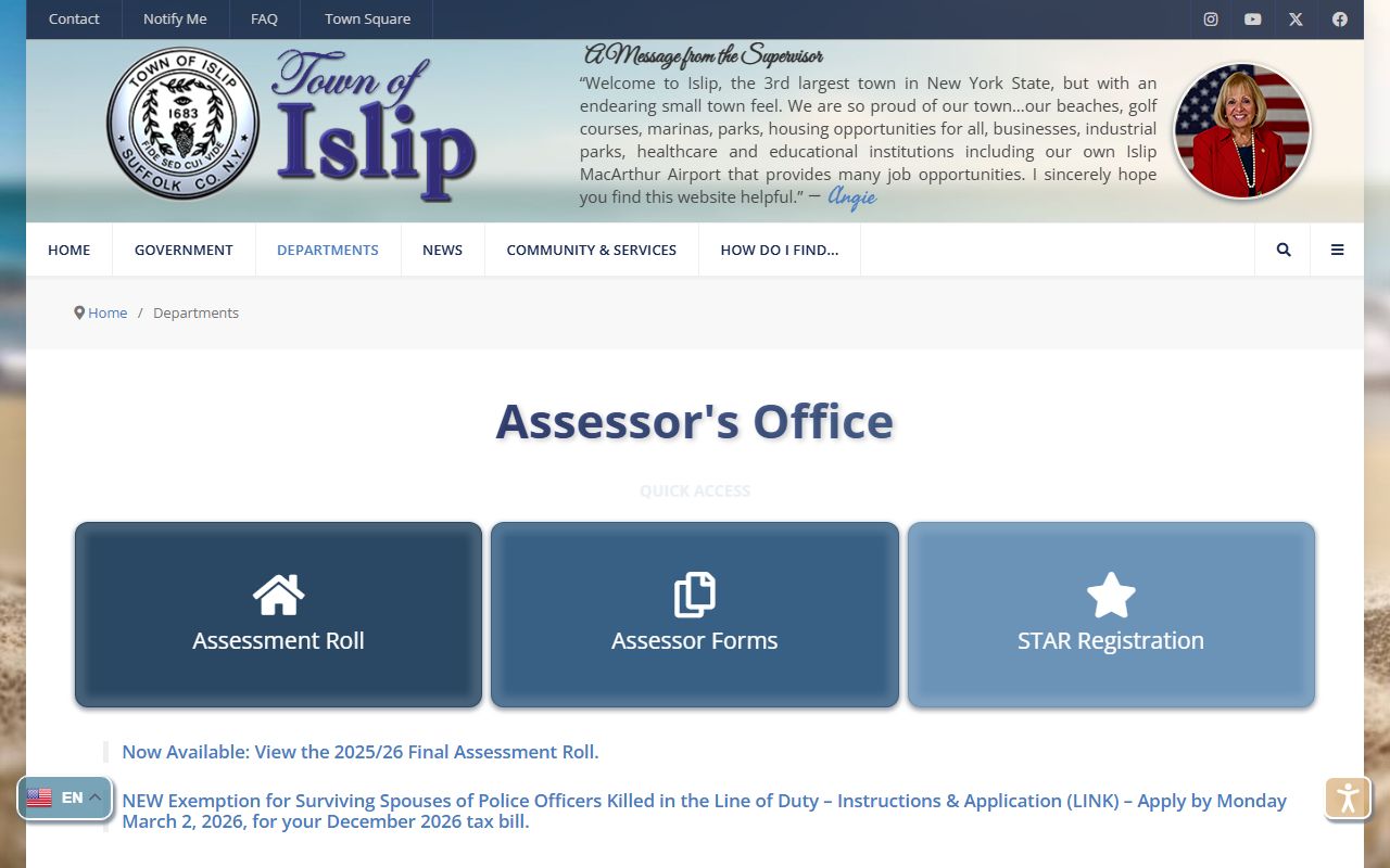 Islip property tax records assessor office page
