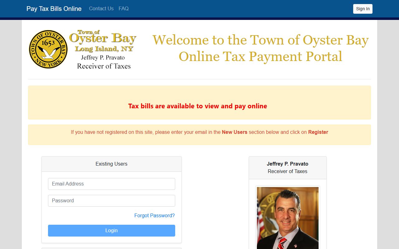 Oyster Bay property tax records online payment portal