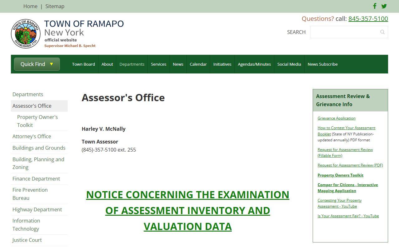 Ramapo assessor office property tax records page