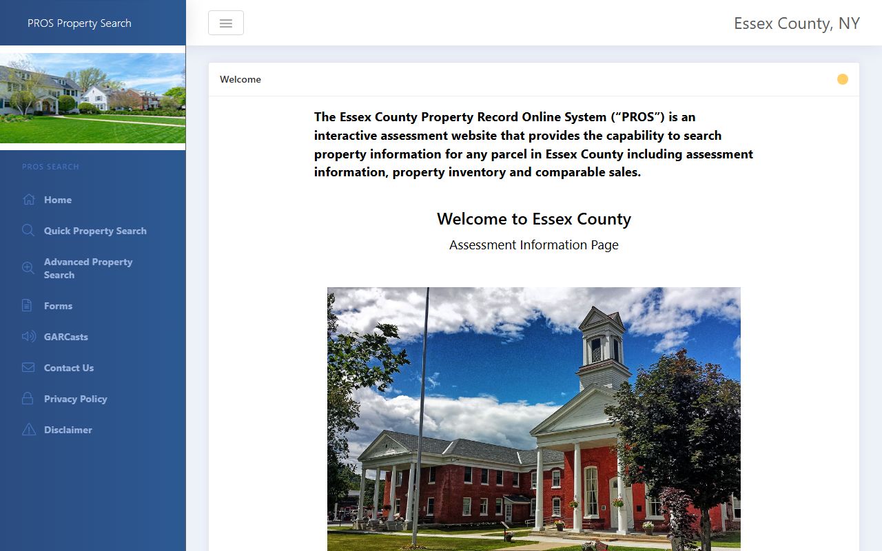 Essex County PROS property search property tax records