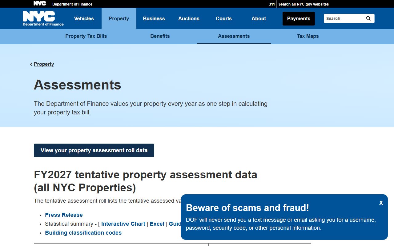 Kings County NYC DOF Brooklyn property tax records