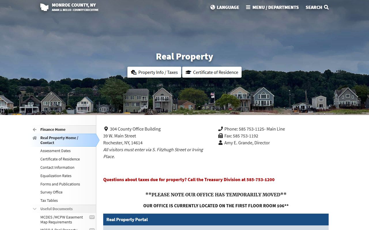 Monroe County Real Property Tax Services portal for property tax records