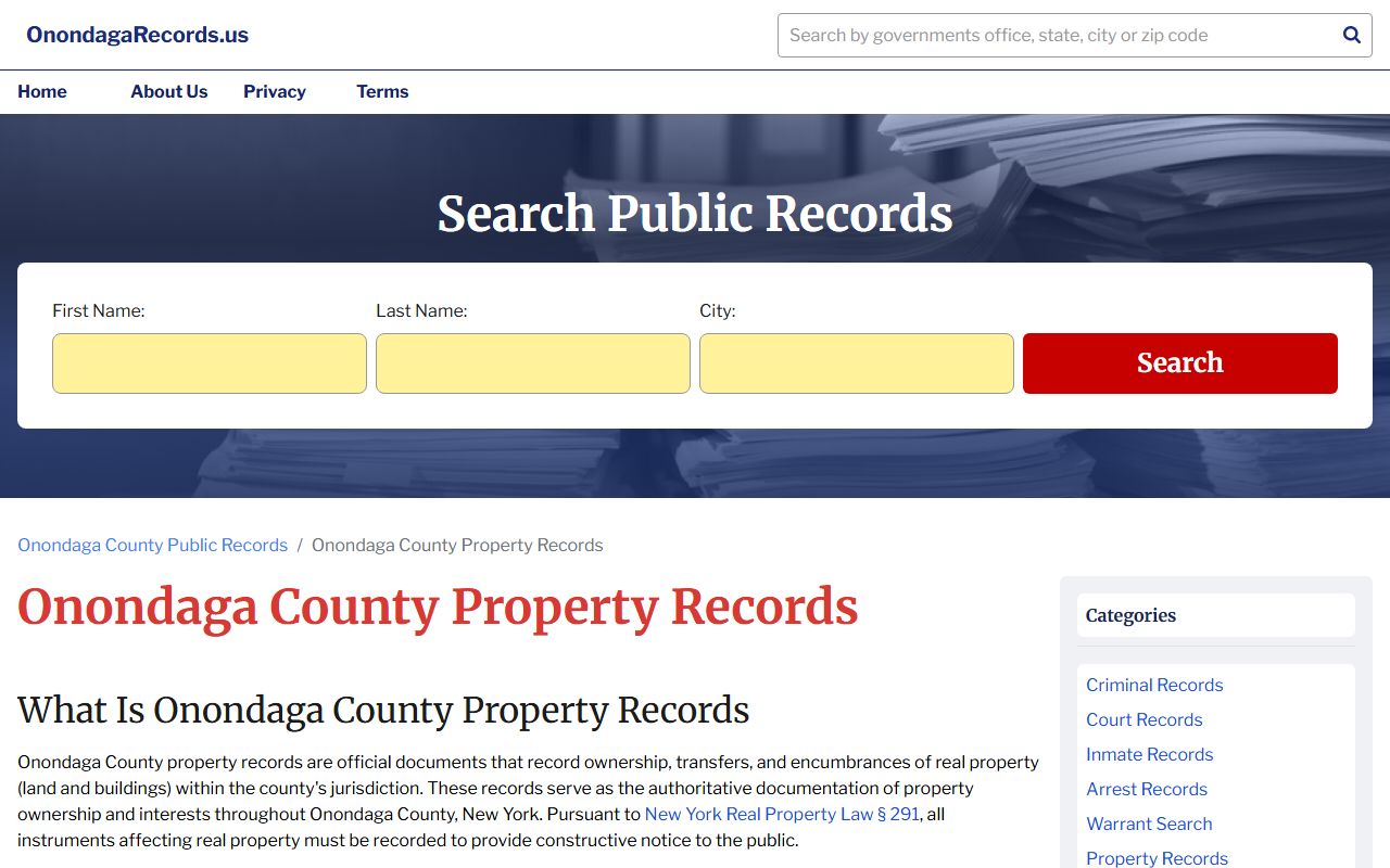 Onondaga County property records search tool