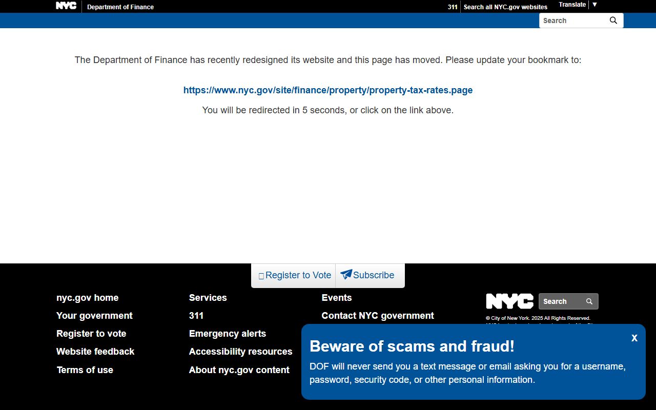 Queens County NYC Department of Finance property tax records