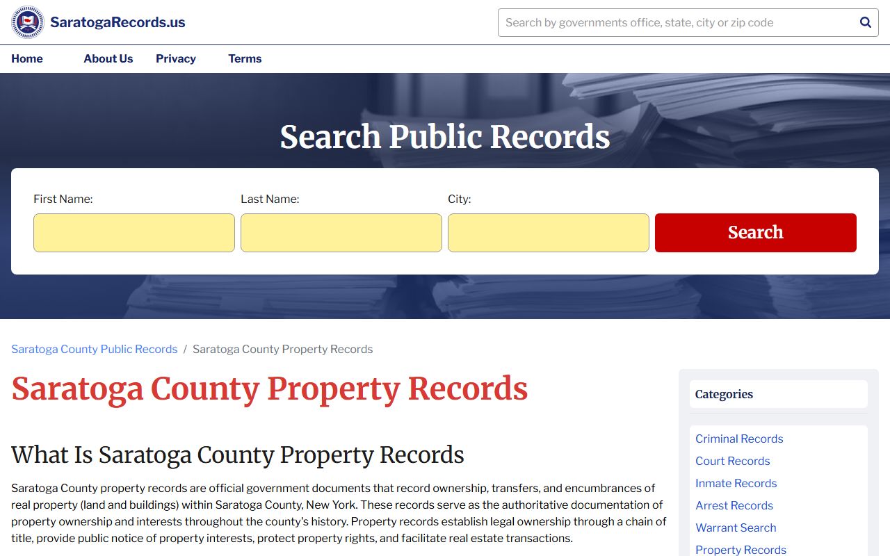 Saratoga County property records portal property tax records