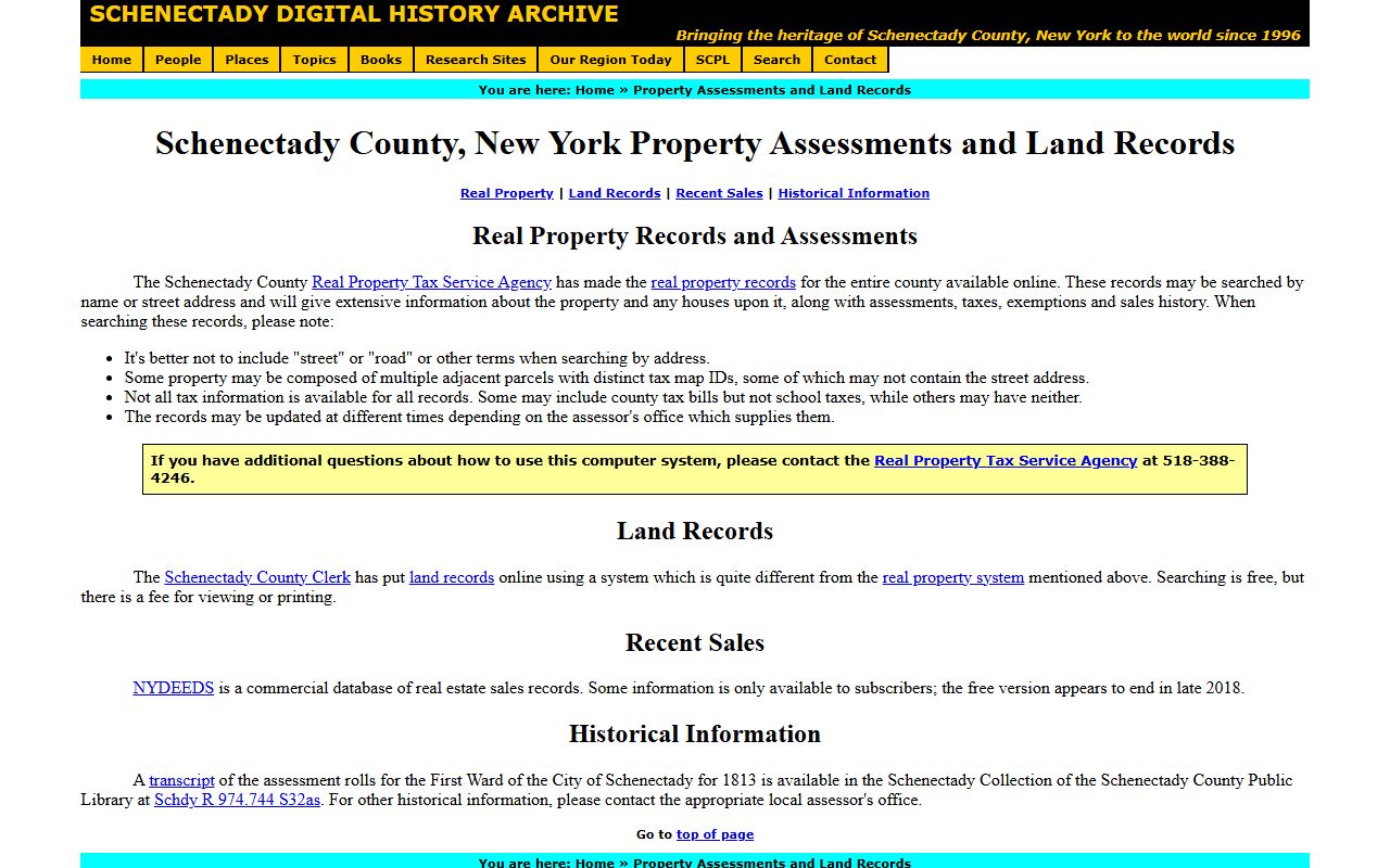 Schenectady County Real Property Records property tax records