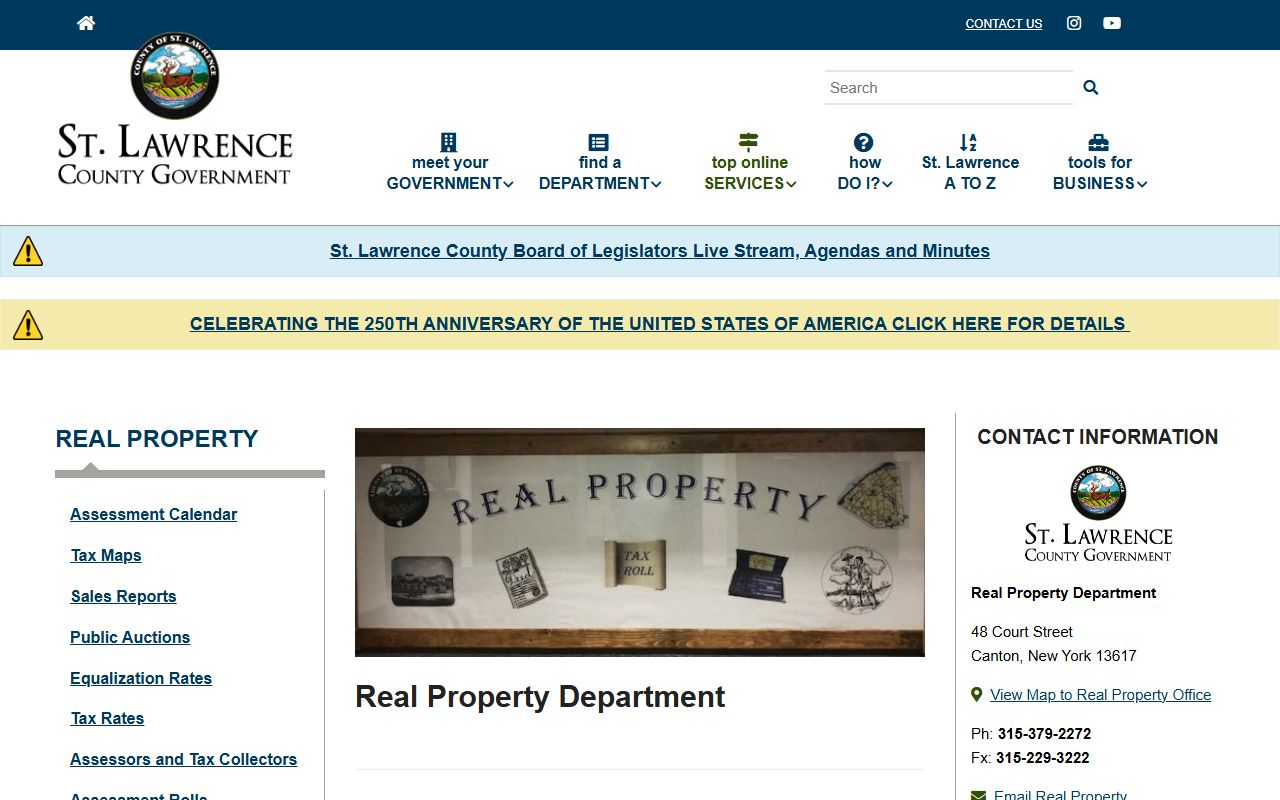 St. Lawrence County Real Property Department property tax records