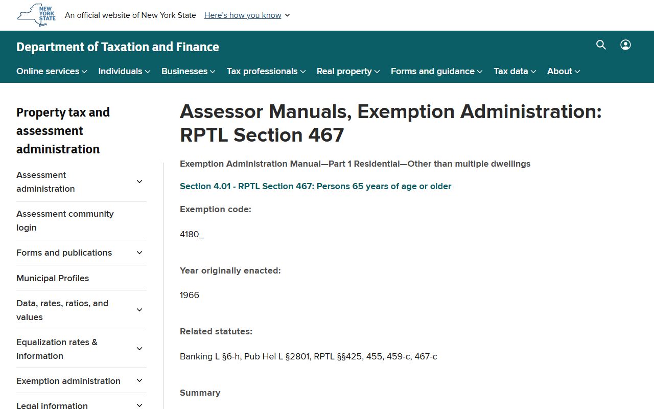 New York senior exemption property tax records
